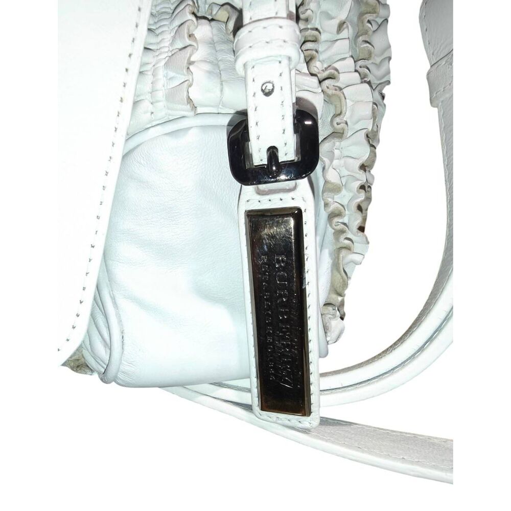 BURBERRY Lowry Off-White Ruched Leather Shoulder Bag Crossbody - Picture 10 of 16